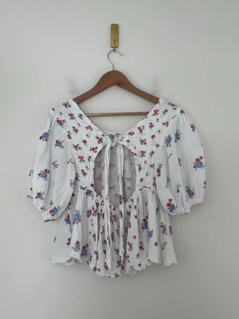 Free People Chloe Floral Printed Top in Tea Combo Size Medium